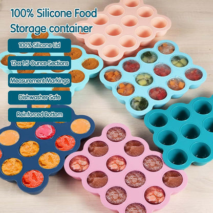HIWOOD Silicone Freezer Tray with Lid, 12 x 1.5oz Pods, Midnight Blue