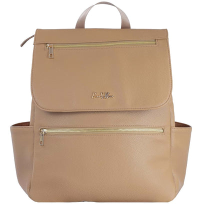 Roo and Bear Vegan Leather Diaper Bag Backpack in Tan Brown