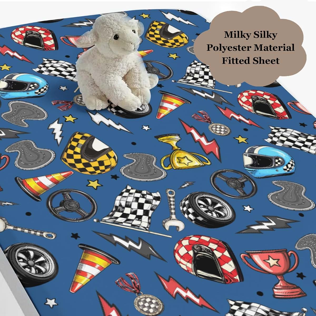 Wicbfdfv Race Car Pattern Fitted Crib Sheet For Standard Mattresses (photo 3)