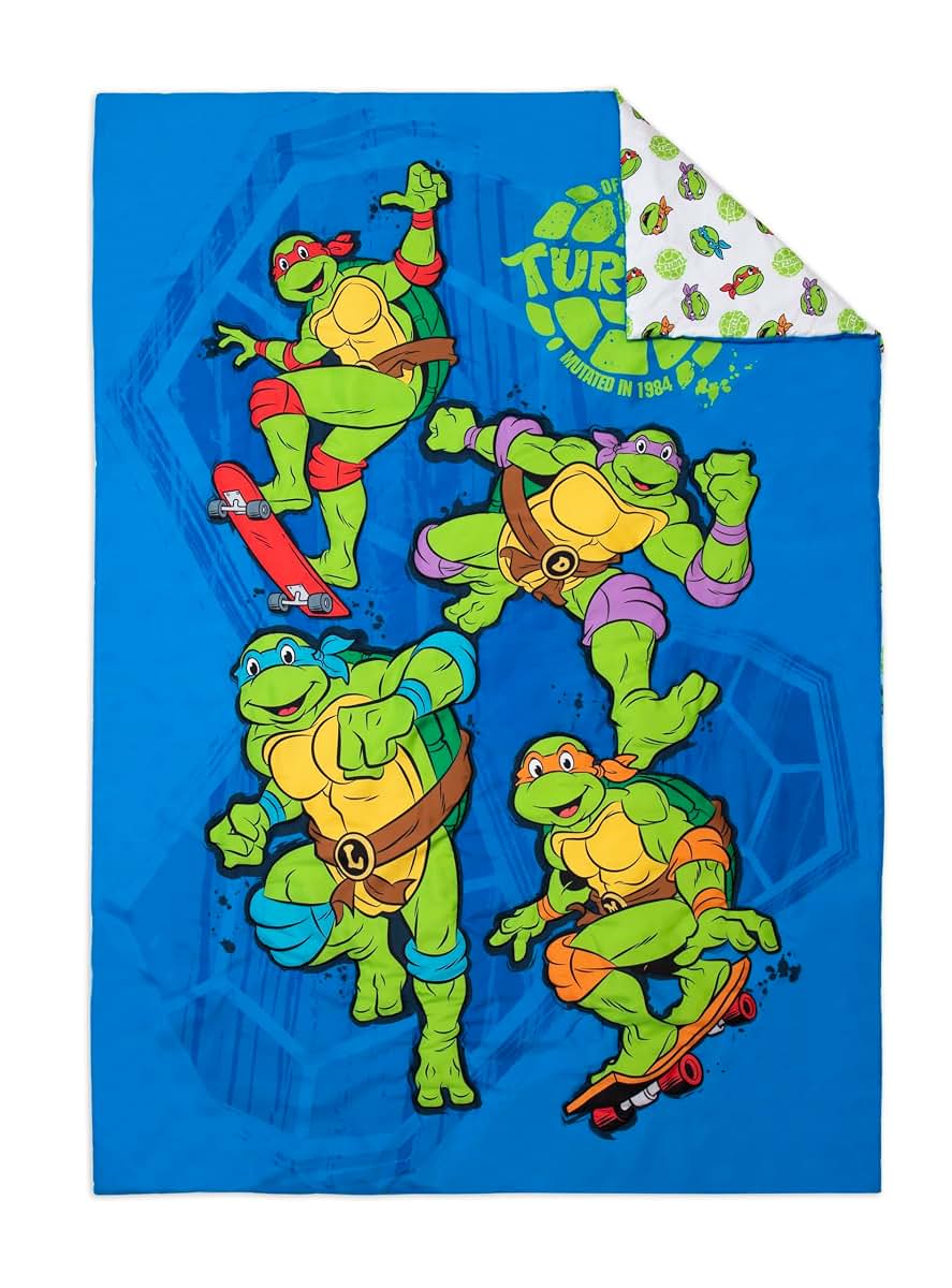 TEENAGE MUTANT NINJA Turtles 4 Piece Toddler Bedding Set – Includes Comforter, Sheet Set – Fitted + Top Sheet + (photo 3)