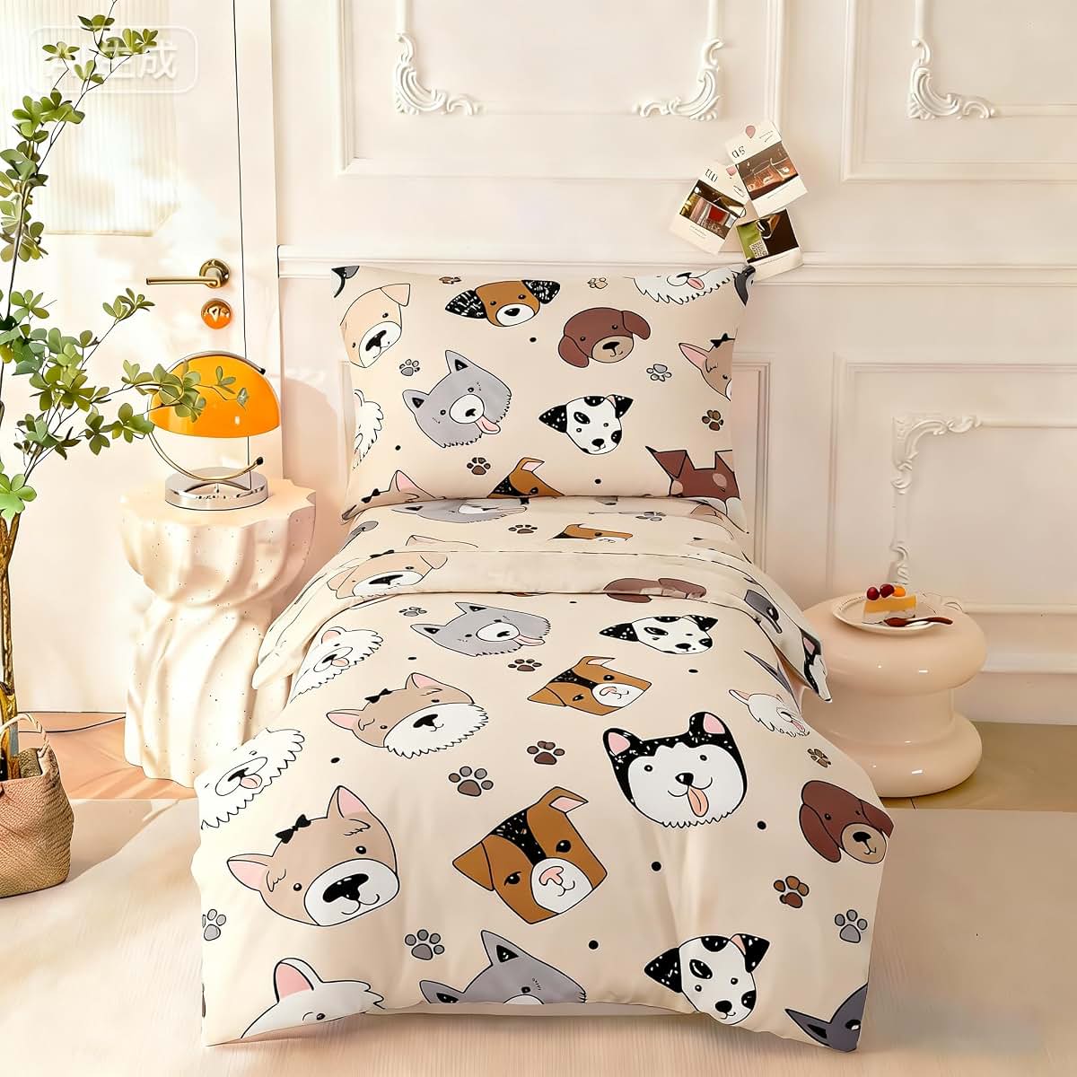 BabyOneStop Cute Dog Toddler Bedding Set Microfiber 4 Piece