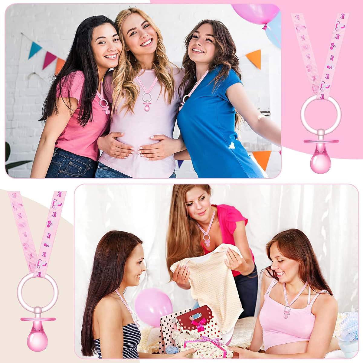 Tondiamo Baby Pacifier Necklace And Clip Party Favor Set