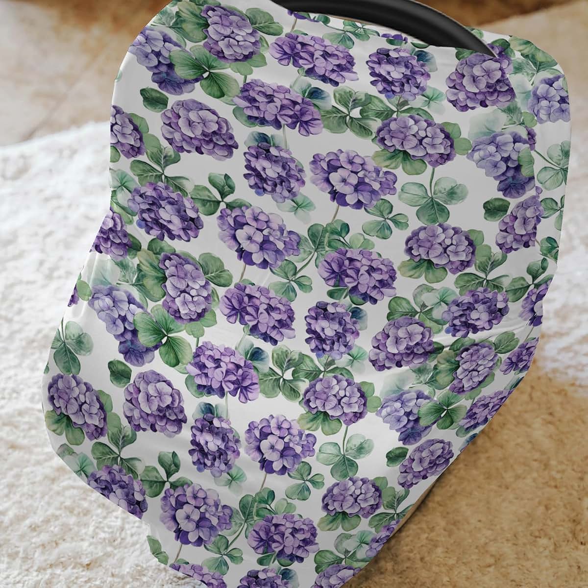 Purple Wildflowers Watercolor Car Seat Cover for Baby Stroller Canopy
