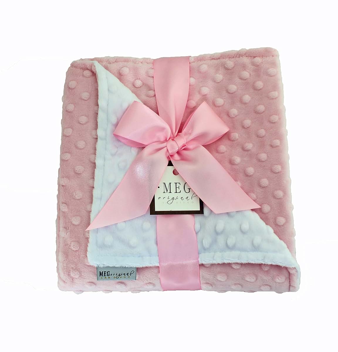 MEG Original Pink and White Minky Dot Baby Blanket