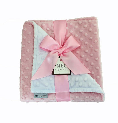 MEG Original Pink and White Minky Dot Baby Blanket