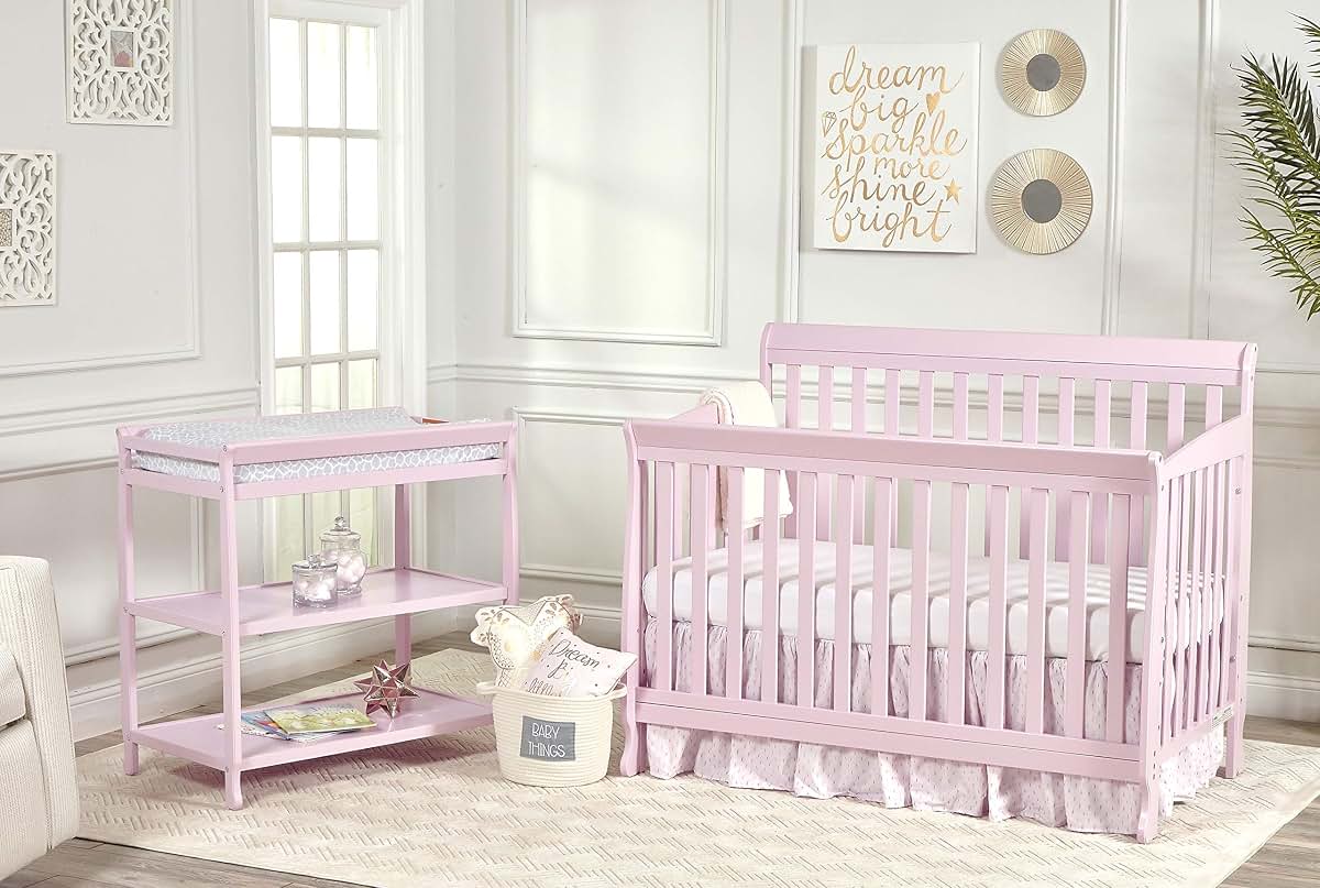 Suite Bebe Riley Changing Table In Pink With Storage Shelves