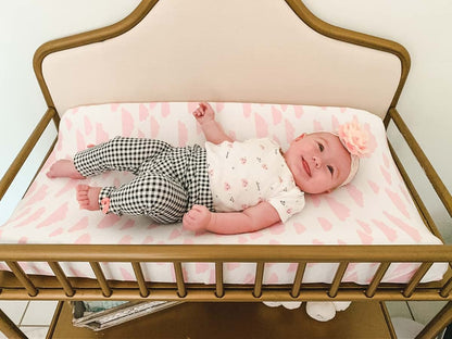 BaeBae Goods Premium Baby 4 Pack Girl Pure Jersey Machine Washable Pink and White Changing Table Cover – Diaper