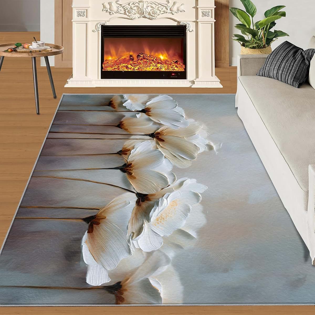 Hygiuid Floral Relief Area Rug 5x6 Low Pile Rectangular Rug (photo 2)