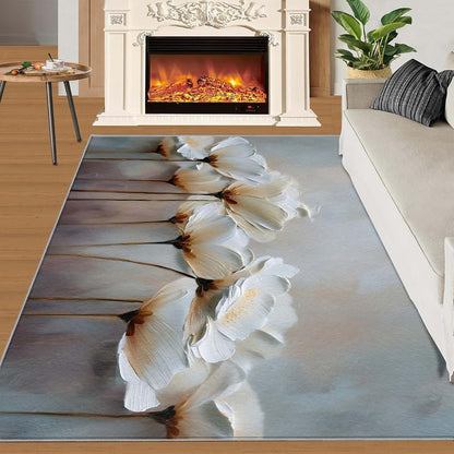 Hygiuid Floral Relief Area Rug 5x6 Low Pile Rectangular Rug (photo 2)