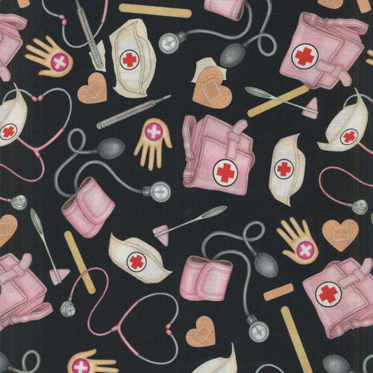 Qt Fabrics Black Nursing Toss Cotton Fabric
