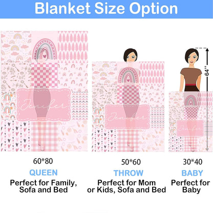 Voz Personalized Baby Blankets with Name, Customized Baby Blankets for Kids - Boho Rainbow Baby Blanket, Best Gift for (photo 3)