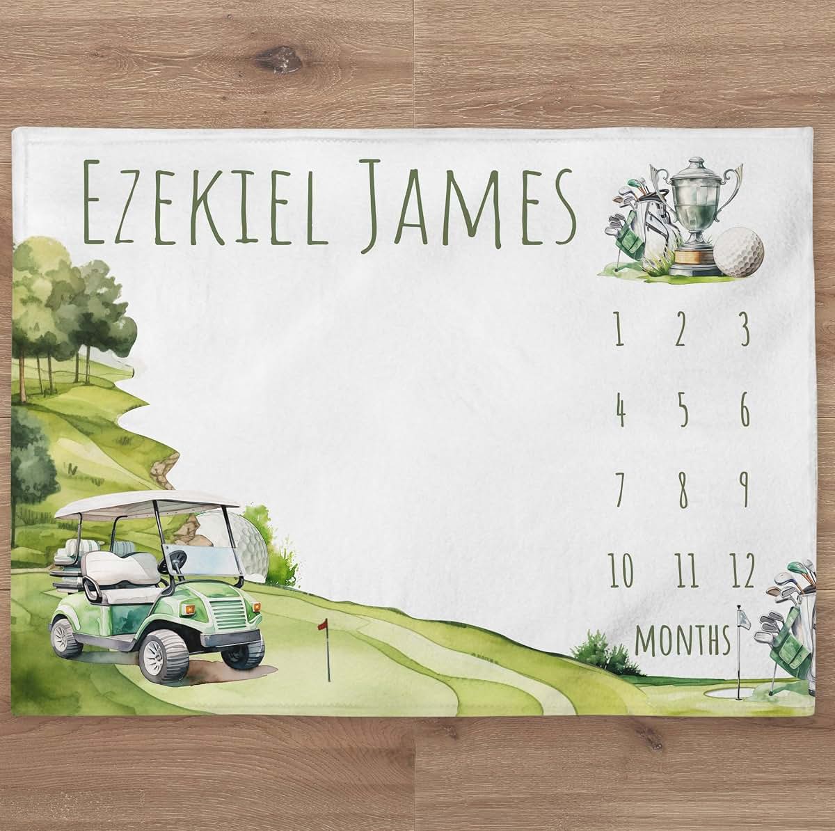 UnoCo Golf Personalized Baby Month Blanket