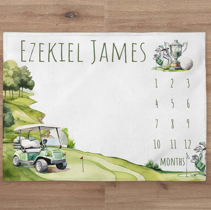 UnoCo Golf Personalized Baby Month Blanket