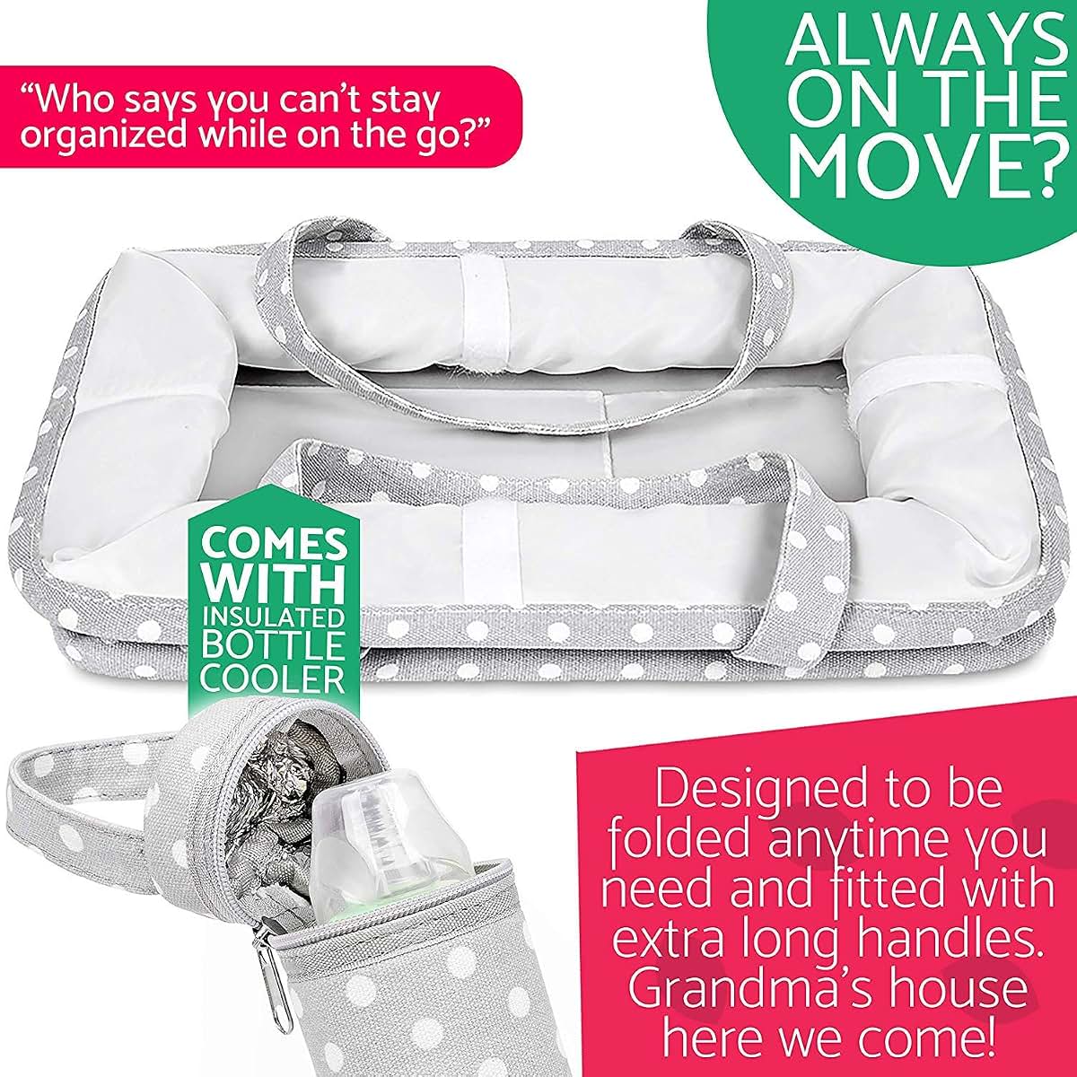 Sweet Carling Baby Diaper Caddy Organizer | Baby Shower Registry Must Haves For Boy Girl Gifts Newborn Essentials (photo 4)