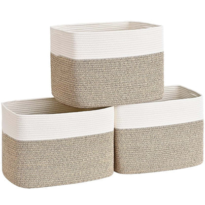 Cube Storage Baskets for Organizing Toys & Clothes | 3-Pack Cotton Rope Organizers