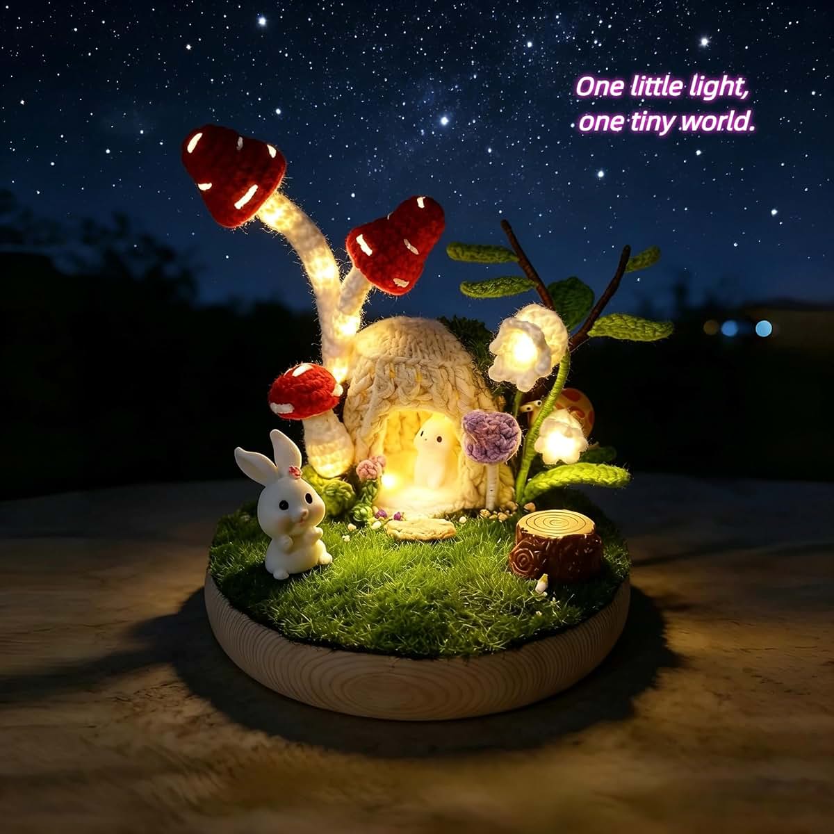 Svetilnikya Handmade Crochet Mushroom Night Light, Multicolored Small Desk Lamp (photo 4)