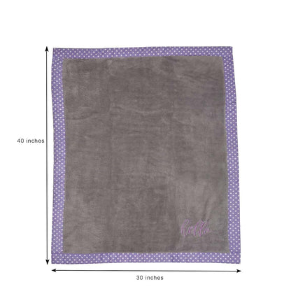 Bacati Love Girls Hello Embroidered Plush Blanket, Lilac/Grey (photo 4)