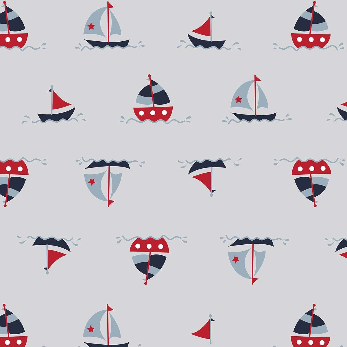 Bacati - Little Sailor Muslin 2 Pc Security Blankets (Boats/Whales - Navy/Red) (photo 3)