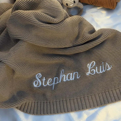 Grewear Personalized Baby Knit Blanket In 100% Cotton