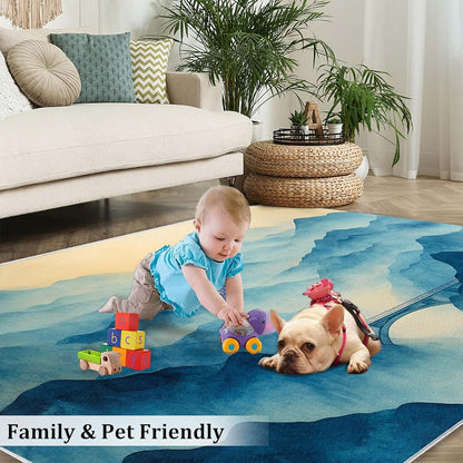 Hygiuid Retro Elegant Area Rug 5x6 - Low-Pile Landscape Scenery Rug (photo 4)