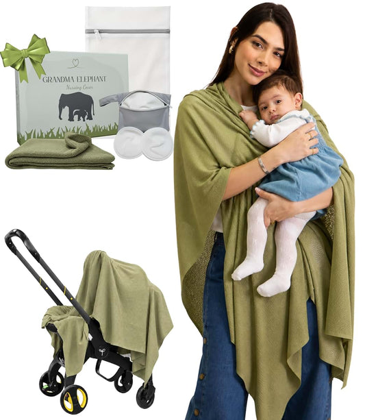GRANDMA ELEPHANT Lightweight Breathable Breastfeeding Cover for Private Nursing in Public