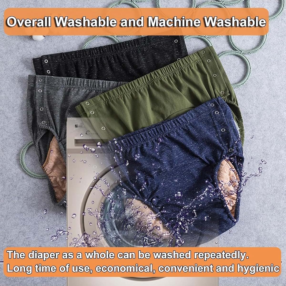 Mkkbob Adult Cloth Diapers Leakproof Incontinence Panties XXXX-Large