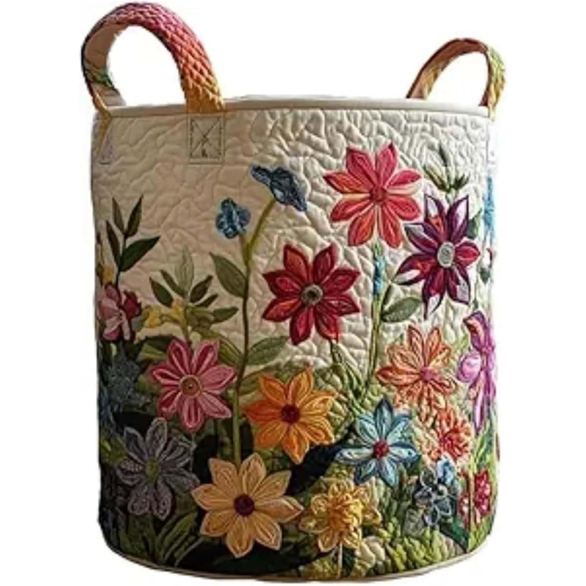Yenrt Quilted Laundry Basket With Handles, 3D Embossed Collapsible Storage Hamper