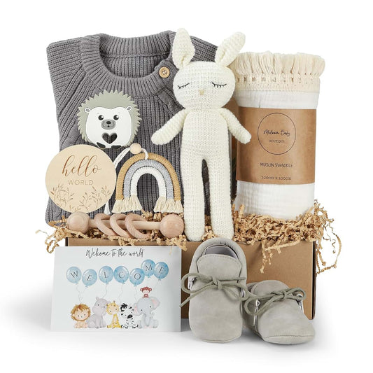 meloom Baby Gift Set, Baby Boy Newborn Gifts Box, Boho Gender Neutral Unisex Baby Essentials, Baby Shower Gifts for New