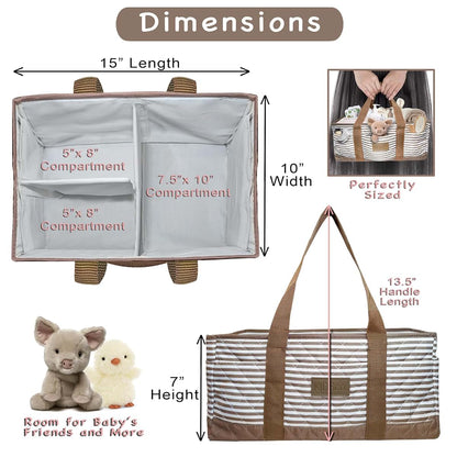 KIDSco. Baby Diaper Caddy Portable Storage Organizer with Compartments for Nursery and Travel