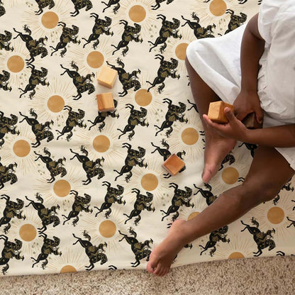 Western Cowboys Sun Baby Blanket Flannel Receiving Throw for Newborn and Toddler