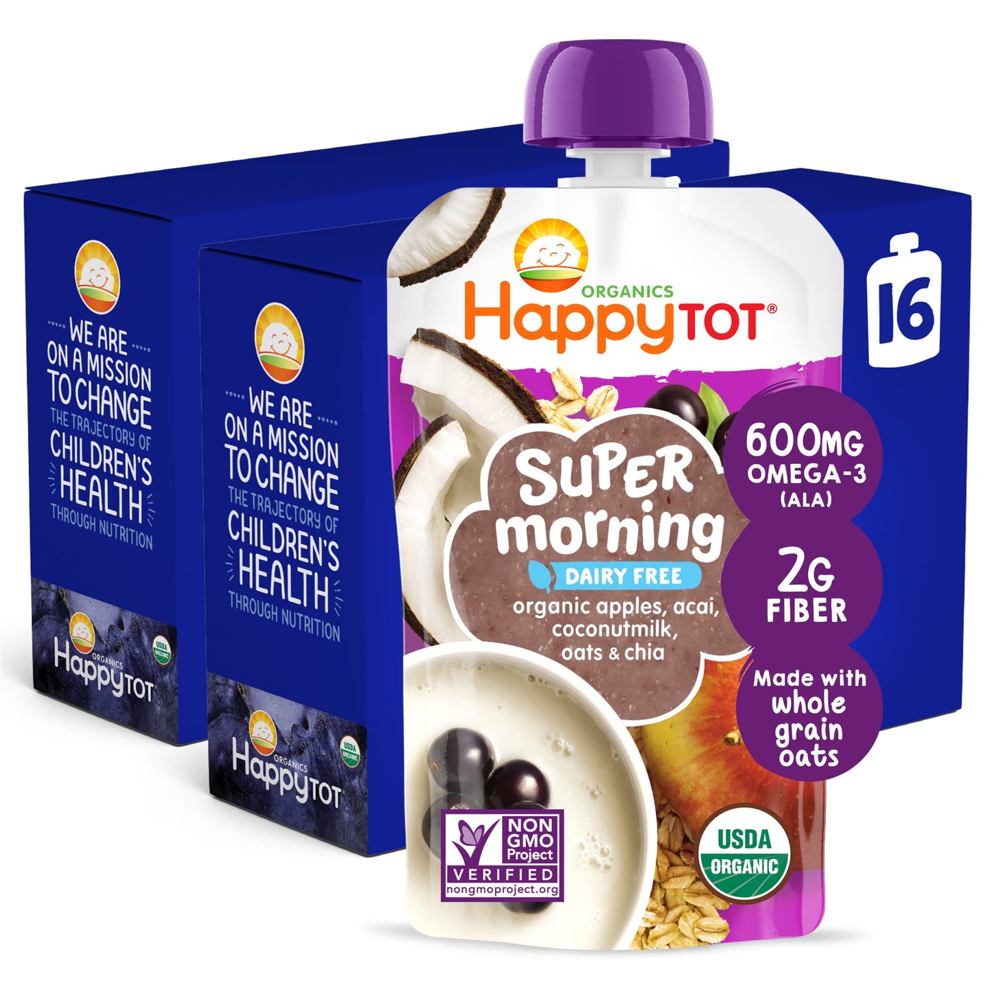 HappyTot Organics Super Morning Fruit & Oat Blend Pouches
