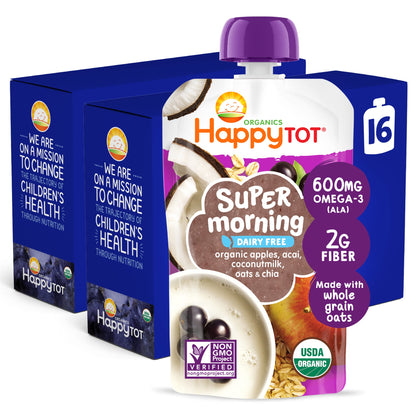 HappyTot Organics Super Morning Fruit & Oat Blend Pouches