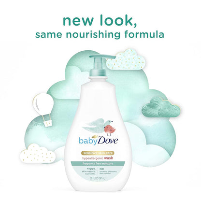 Baby Dove Fragrance Free Moisture Baby Wash, Sensitive Skin, 20 oz