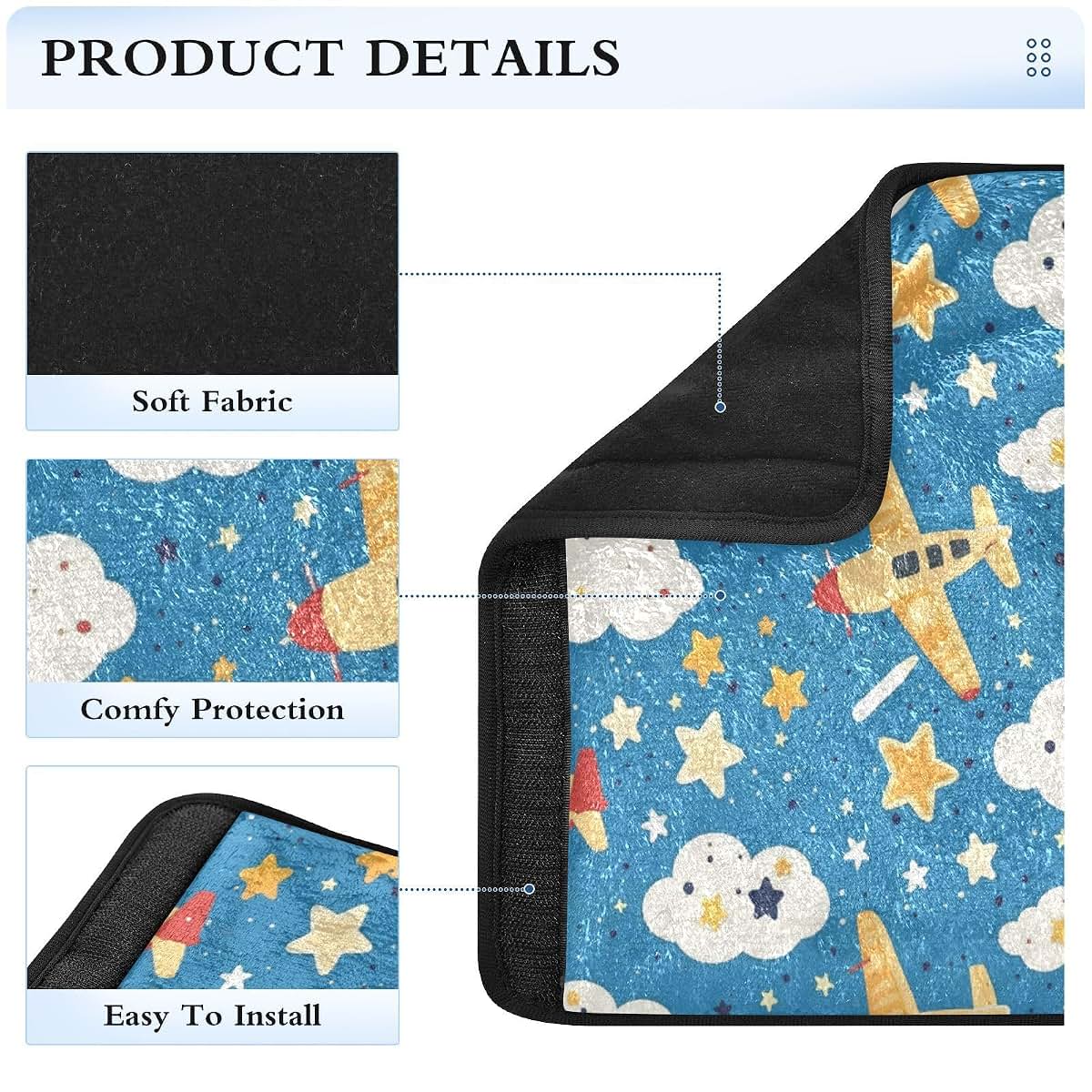 Vdsrup Seat Belt Covers 2 Pack Stars Clouds