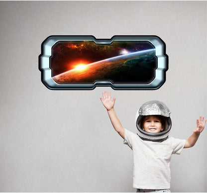 Stickit Graphix SpaceScape Planet Sunrise 3D Wall Decal Removable Fabric Vinyl 20x48