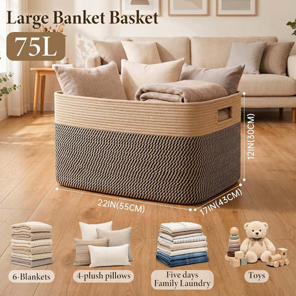 Sixdove 75L Cotton Rope Basket for Nursery and Living Room Storage