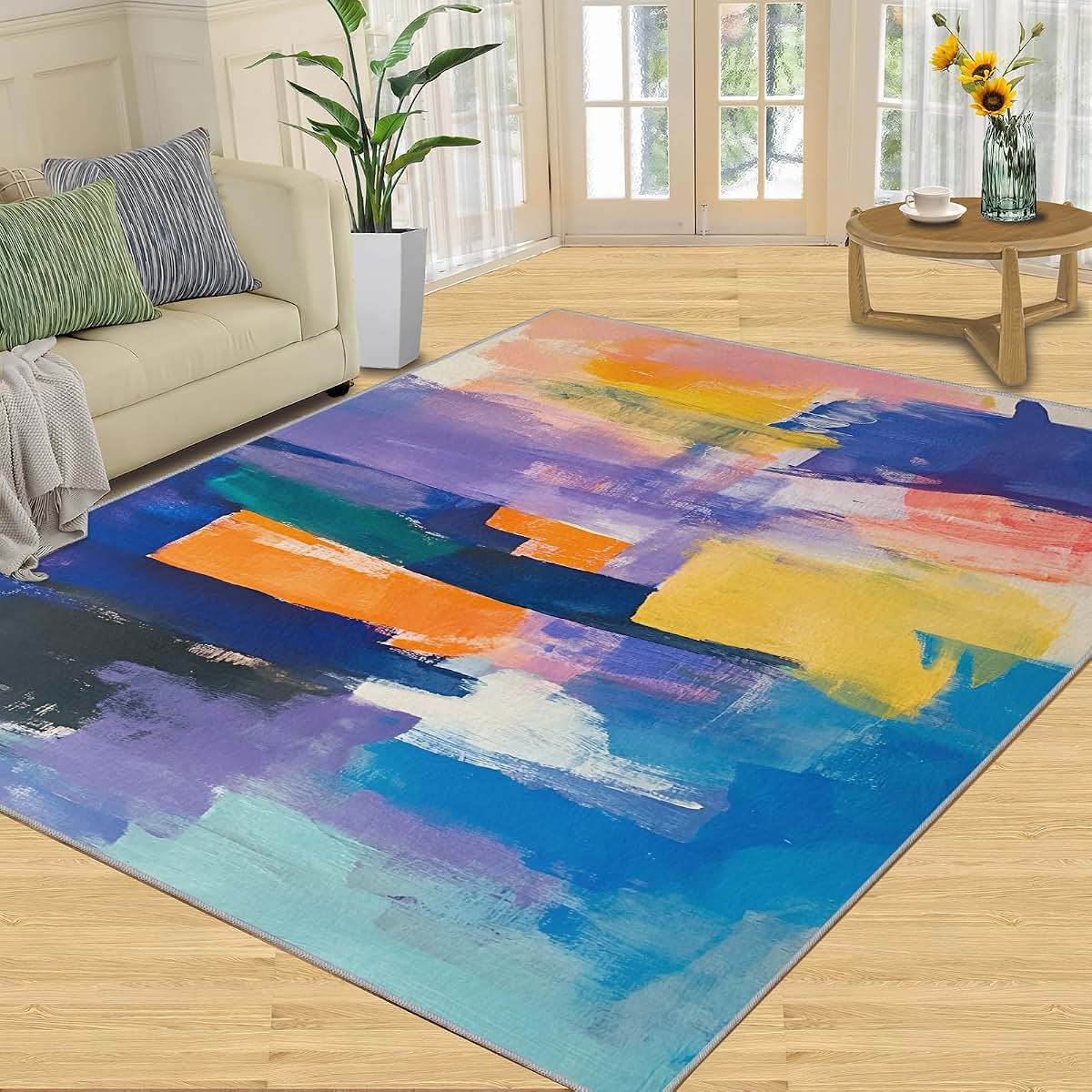 HYGIUID 4x5 Color Graffiti Area Rug - Modern Kids Carpet (photo 3)