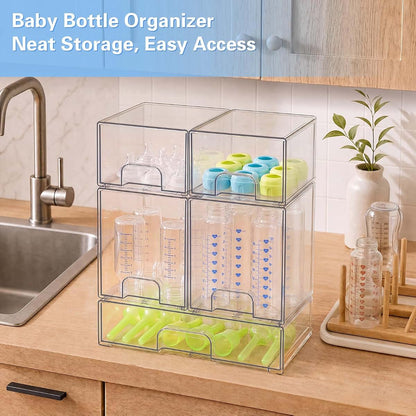 Degeyoyo Clear Acrylic Baby Bottle Storage Organizer Set