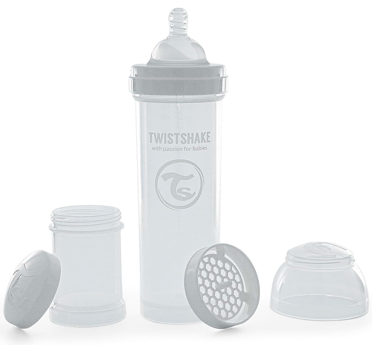 Twistshake Anti-Colic Baby Bottle 330ml With Breast-Like Teat Size L, White