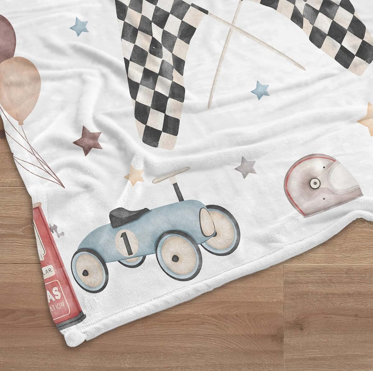 UnoCo Car Baby Blanket, Custom Racing Cars Month Blanket, Personalized Vintage Car Toddler Blanket, Newborn Gift (photo 3)