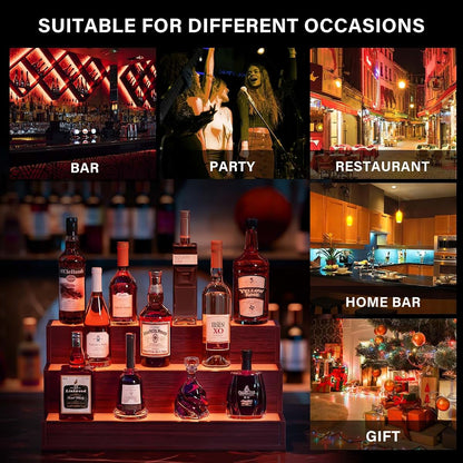 KCSWKJ LED Lighted Liquor Bottle Display Shelf, 24 Inch Walnut (photo 4)