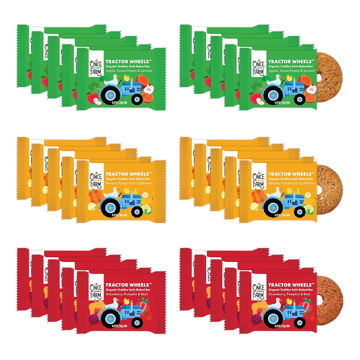 Once Upon a Farm Organic Tractor Wheels Snack Bars Variety Pack