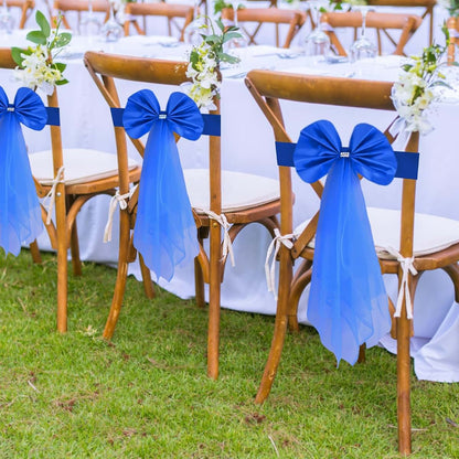 CookiBlend Chair Bows Sashes Elastic Bowknot Chair Bands, Blue