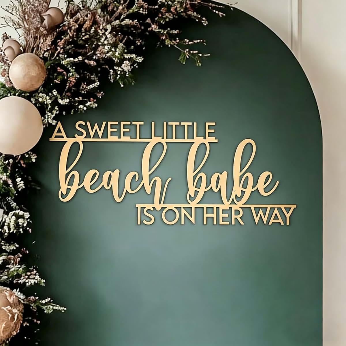 BabyOneStop A Little Beach Babe Is On The Way Wooden Backdrop Sign