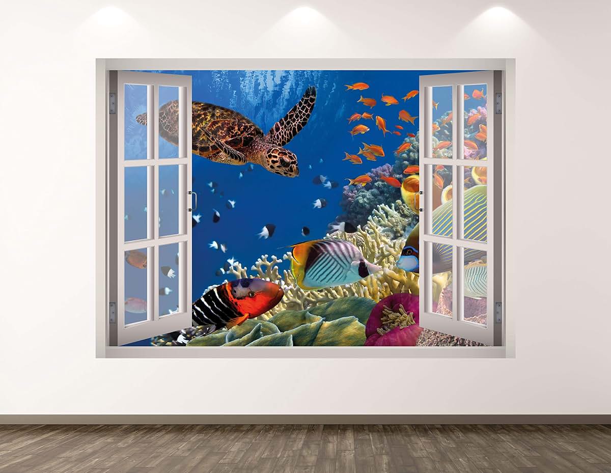 Turtle Aquarium Wall Decal Art Mural for Kids Room Design