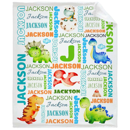 Kawaii Blanket Personalized Dinosaur Baby Blanket With Custom Name