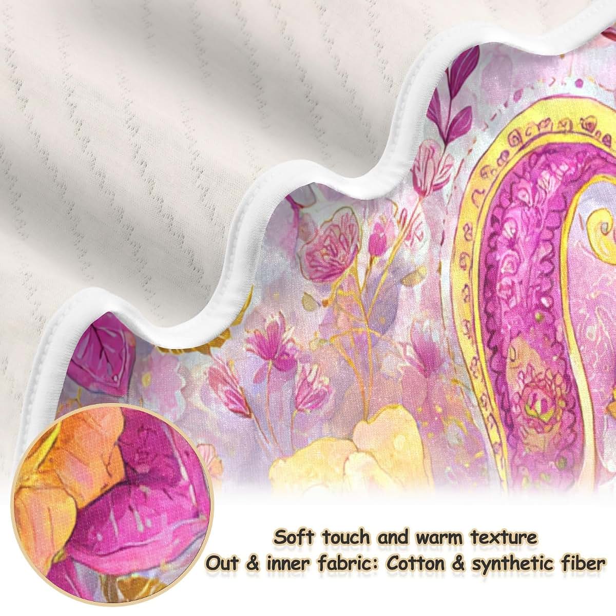 Paisley Baby Receiving Blanket for Infants - 30 x 40 Inch Swaddle Wrap