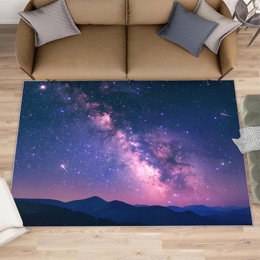 HYGIUID Cosmic Nebula Rug for Kids Room, Symphony Galaxy Rug - 5x6, Purple Galaxy Bedroom Rugs, Washable & Non Slip