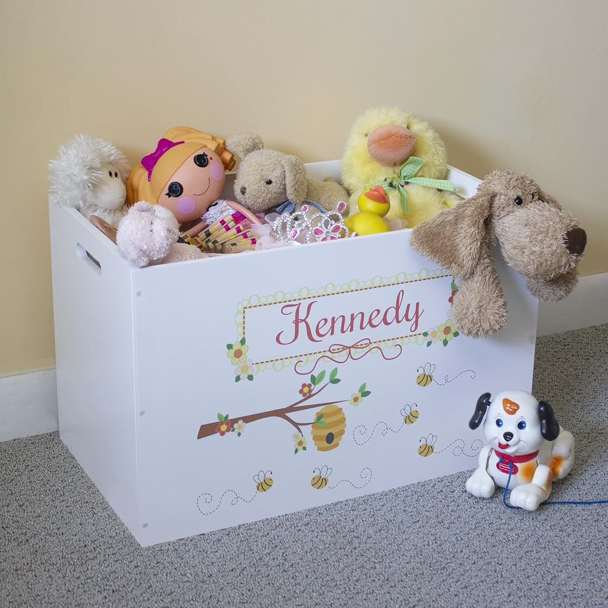 My Bambino Personalized Pirate Treasure Chest Toy Box for Boys Custom White Wooden Farm Theme for Kids Bin Child Safe (photo 2)