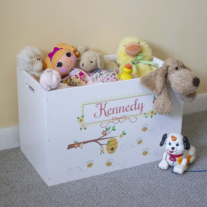 My Bambino Personalized Pirate Treasure Chest Toy Box for Boys Custom White Wooden Farm Theme for Kids Bin Child Safe (photo 2)